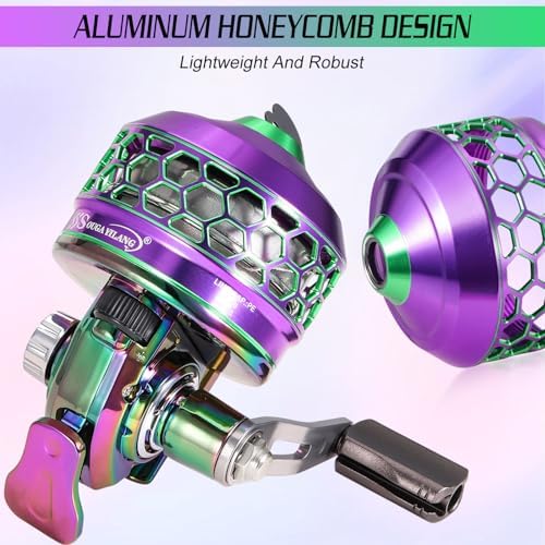 Sougayilang Spincast Fishing Reel,High Speed 3.9:1 Gear Ratio,Trouble-Free Push-Button Bait Casting Design and Reversible Handle for Left/Right Retrieve,Pre-Spooled with Monofilament Line - Image 3