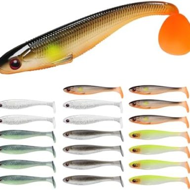 TRUSCEND Easy Catch Soft Lures, Unique Vibrating Swim Action and Trembly Sinking Move for More Bites, Amazing Soft Swimbaits for Family Fishing, Well-Made Fishing Lures for Bass Trout Crappie Walleye