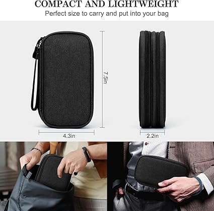 FYY Travel Cable Organizer Pouch Electronic Accessories Carry Case Portable Waterproof Double Layers All-in-One Storage Bag for Cord, Charger, Phone, Earphone Black - Image 5