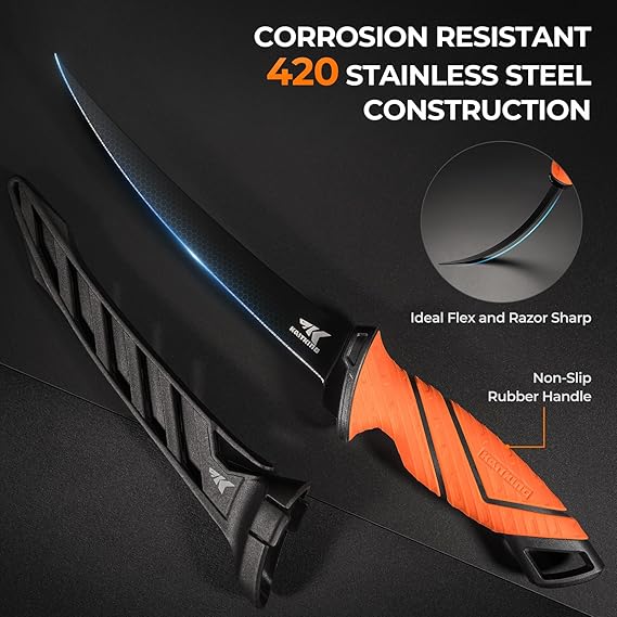 KastKing SteelStream 6pc Fishing Tool Kit - Corrosion Resistant Fishing Pliers with Lanyard, Fillet Knife, Floating Fish Lip Gripper, Fishing Braid Scissors, Tool Retractor, Fishing Gifts for Men - Image 3